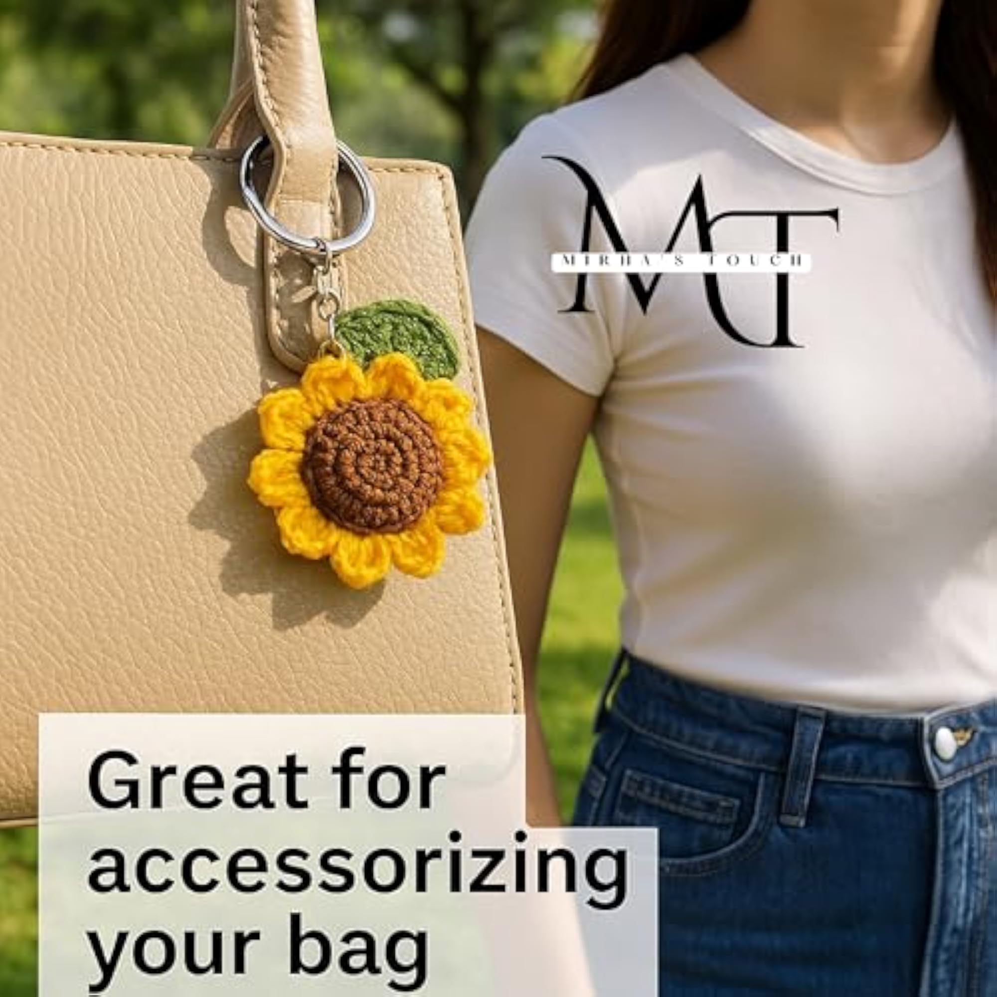 Crochet Sunflower Keychain, Bright Accessory